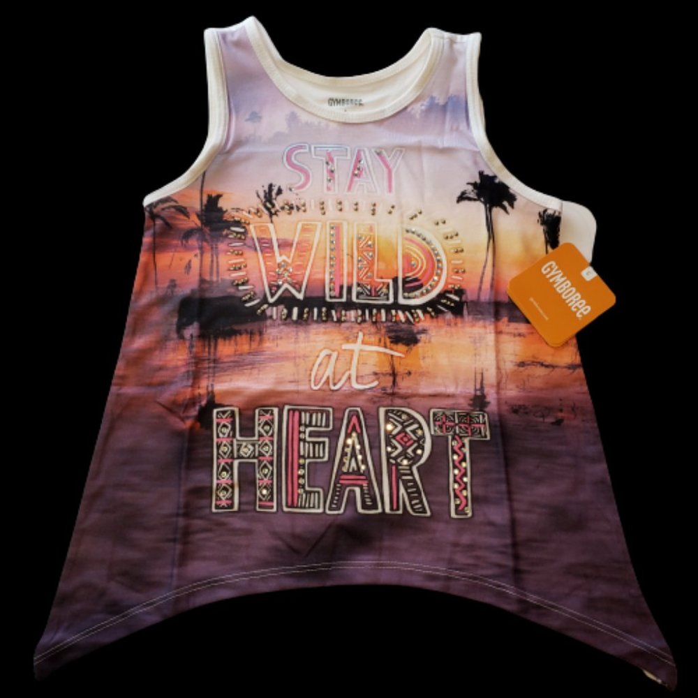 Gymboree Girls Wild at Heart Safari Swirl Tank Top Pink Gems NWT